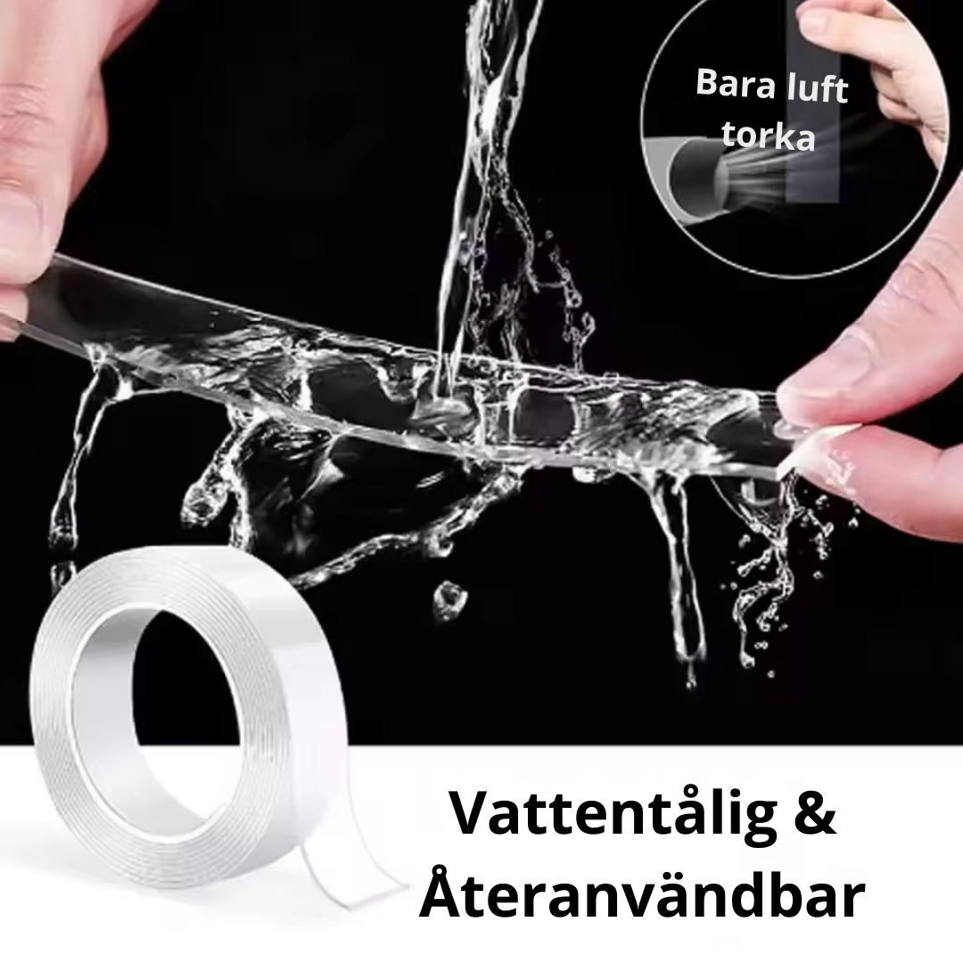 NanoGrip Återanvändbar Dubbelhäftande Tejp – Vattentålig & Starkt Fäste